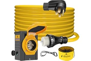 LAZMUMI 50 Amp 50FT Generator Power Cord and Power Inlet Box Waterproof Combo Kit, STW 6/3+8/1 AWG NEMA 14-50P to SS2-50R Generator Extension Cord with NEMA SS2-50P Generator Inlet