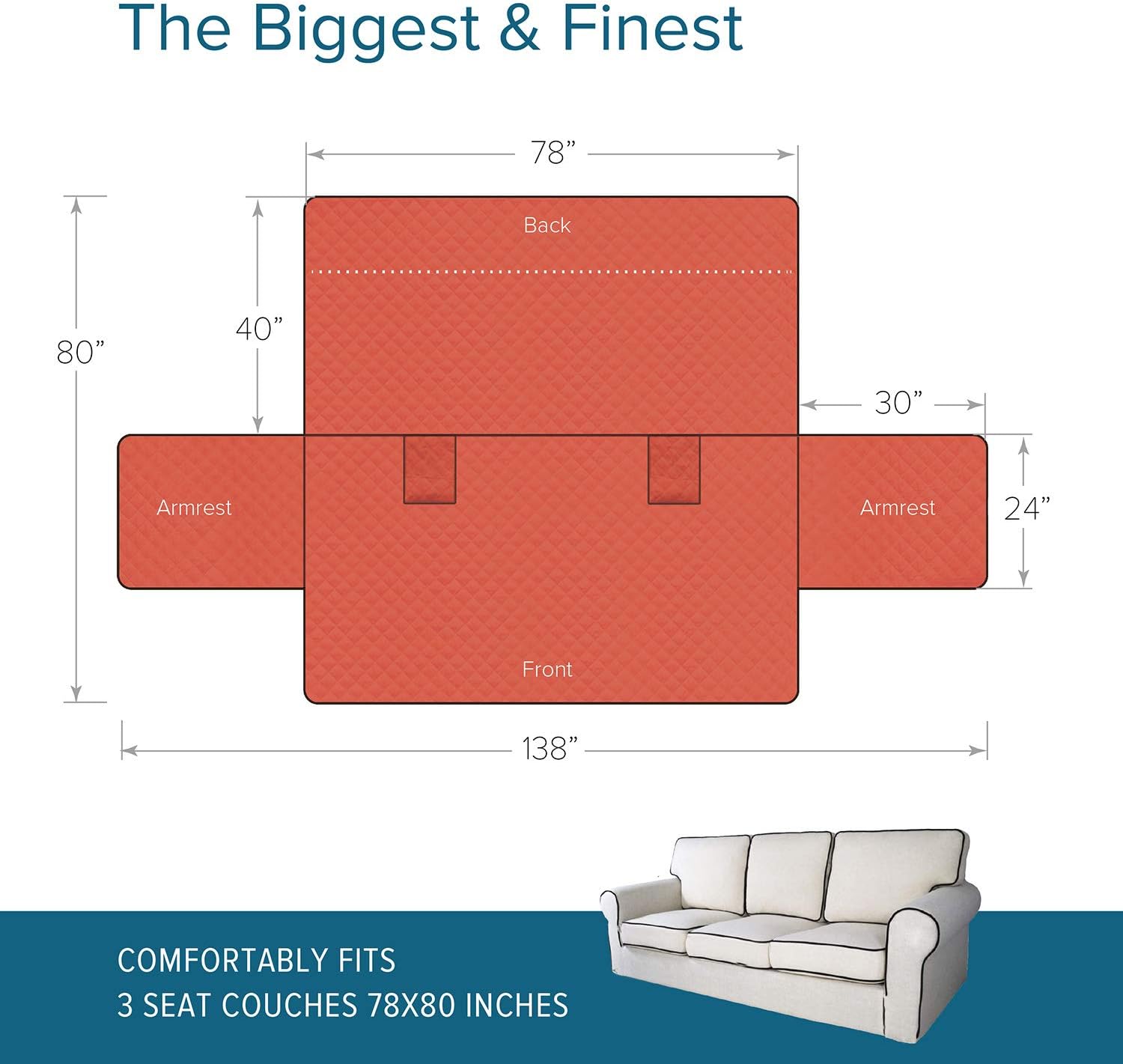 Sofa Cover for Dogs - Dog Couch Cover - Color Options - Waterproof Sofa Cover - 5 Pockets Silicone - Non-Slip Bottom - Anchors - Adjustable - Velvet Pet Furniture Protector 3yr Warranty (Wine) : Pet Supplies
