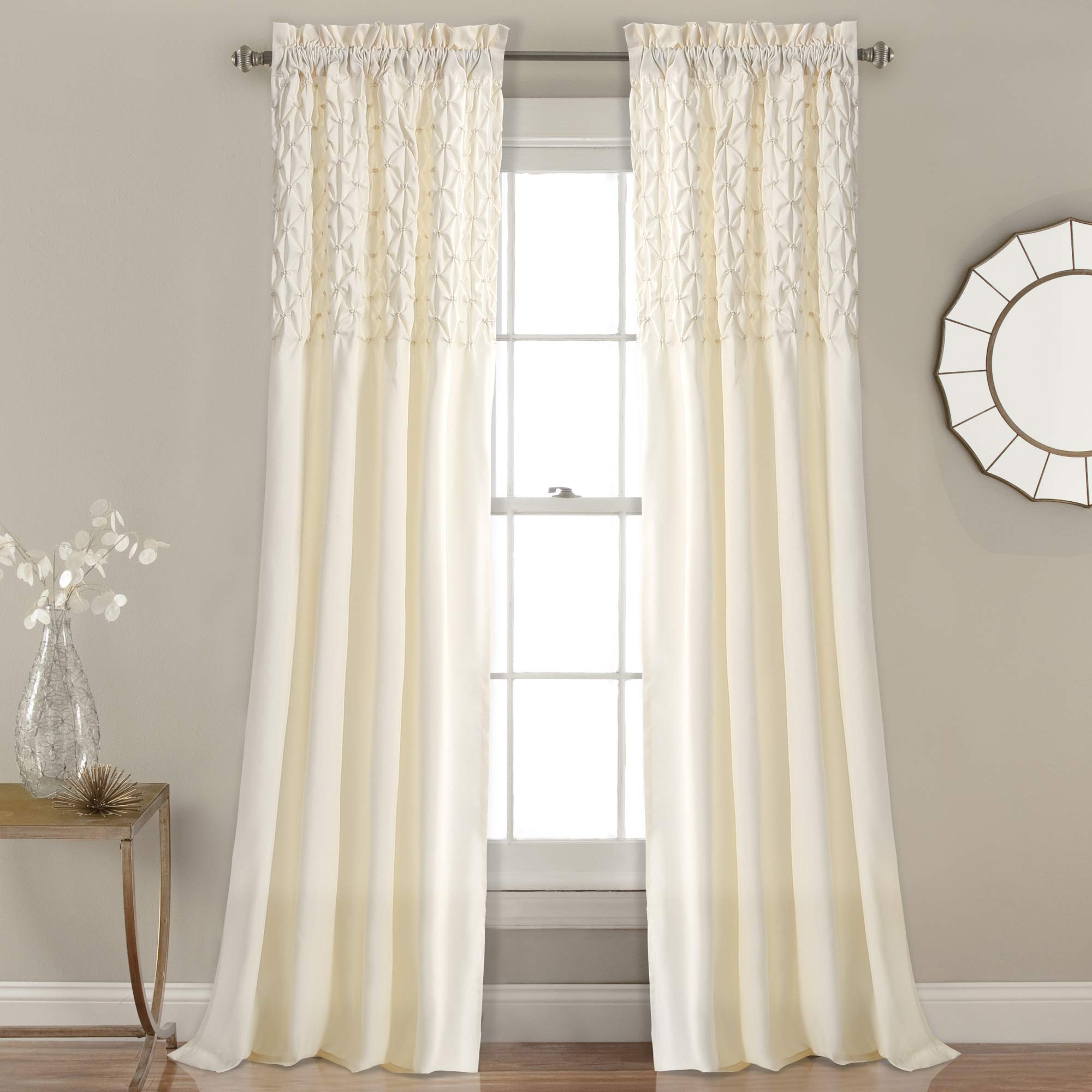 Lush Decor Window Curtain Panel Pair, Ivory, 0