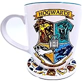 Silver Buffalo Harry Potter Hogwarts Crest Ceramic Mug and Coaster Set, 18 Ounces