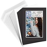Golden State Art, Pack of 25 Black Pre-Cut 5x7 Picture Mat for 4x6 Photo with White Core Bevel Cut Mattes Sets. Includes 25 High Premier Acid Free Matts & 25 Backing Backers Board & 25 Clear Bags