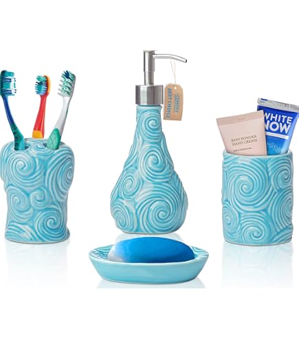 Rzoeox Ensemble D'accessoires De Salle De Bain Bleu Sarcelle En