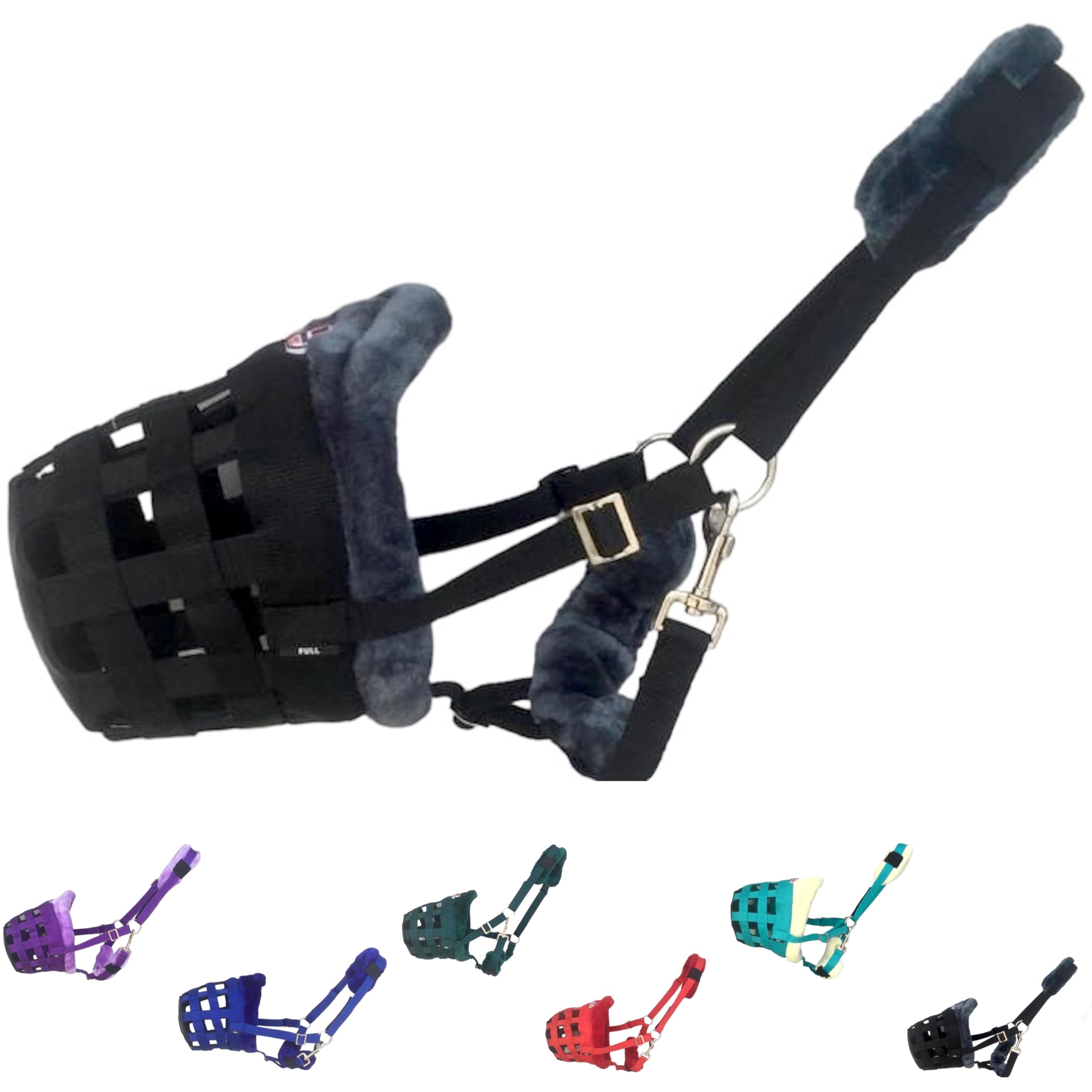 Majestic Ally Mink Fleece Padded Muzzle Halter Full (Black) — image 1