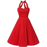 Topdress Women'sVintage Polka Audrey Dress 1950s Halter Retro Cocktail Dress