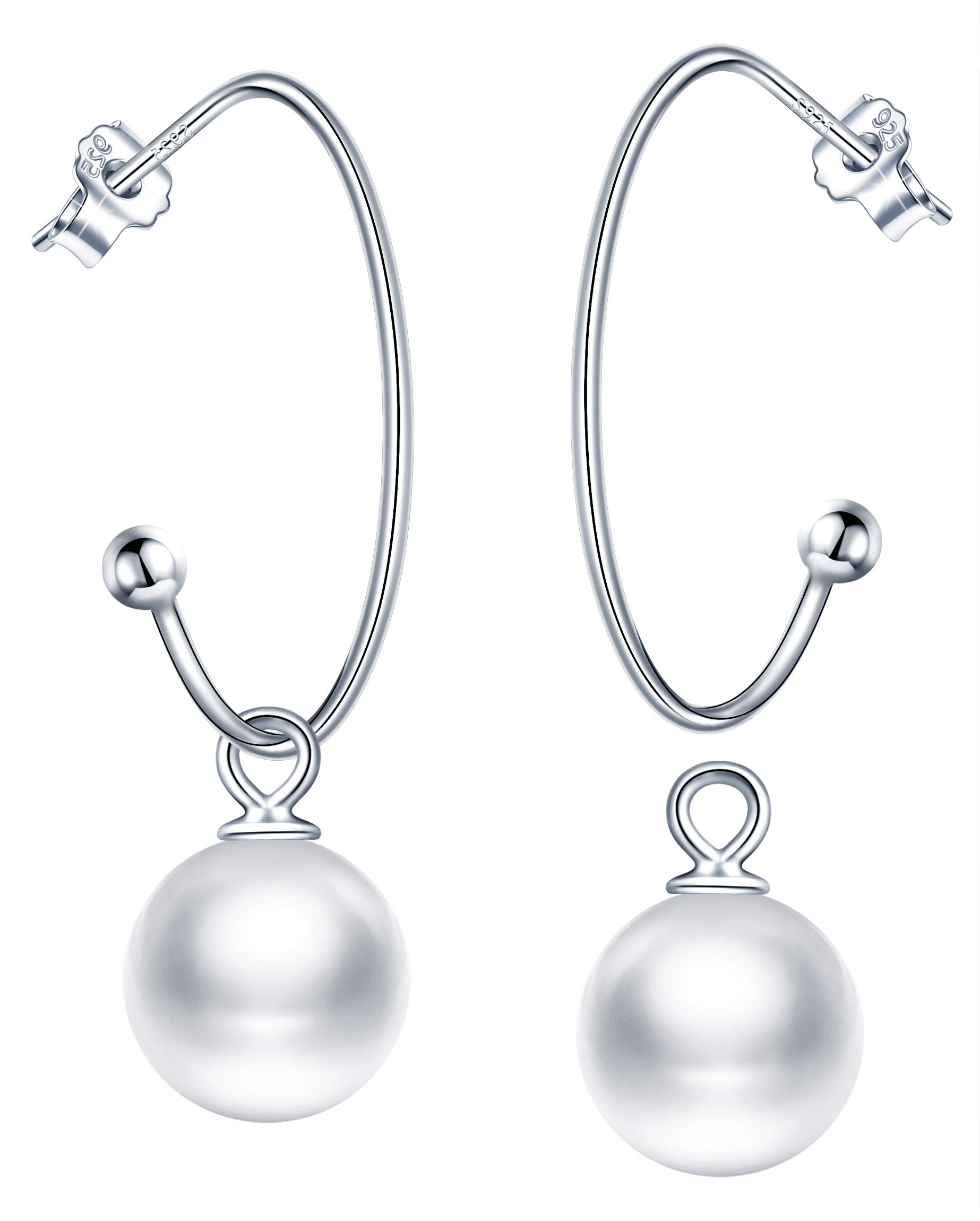 925 Sterling silver Woman's Earrings Studs, Colored pearl Dangle & Drop earring for girl, "Beating Pearl", elegant, gift for Birthday, Valentine's Day and Christmas