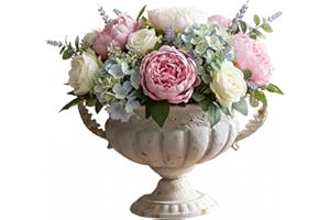 Urn Planter, 12x8.5in Iron Embossed Vintage Planter with Dual Ears Urn Vase for Indoor Outdoor Home Decor