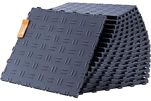 VEVOR Garage Tiles Interlocking, 12 x 12 x 0.53 inch 50 Pack Garage Floor Covering Tile, Non-Slip Double-Sided Texture Garage Flooring Tiles, for Garages, Basements, Repair Shops, Graphite Gray