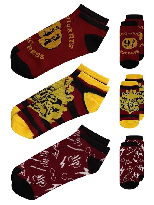 Meroncourt Damen Stoppersocken HARRY POTTER Ankle Socks Hogwarts 100 DEN, rot 20-24