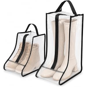 Boot Storage Bag, 2 Pcs Tall Boots and Short Boots Protector Bags Portable Dust Proof Boot Bags for Travel and Daily Use (Cle
