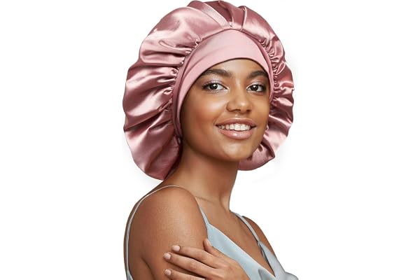 22 Momme Real Mulberry Silk Bonnet for Sleeping Women, Large Hair Care Bonnet for Long Curly Hair, Double Layer Silk Wrap wit