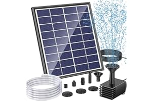POPOSOAP Solar Bird Bath Fountain Pump, 6W Outdoor Solar Water Fountain Pump for Bird Bath with 4ft Tubing & 5 Nozzles, DIY Solar Powered Water Pump for Garden, Ponds, Pool and Fish Tank