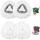 ELFIN 4 Pack Mop Head Replacement，Spin Mop Replacement Head for O Cedar Mop 100% Micro Fiber Mop for Cleaning Machine Washable and Easy to Replace