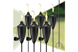 FALBAWR 6 Pack Garden Torches for Outside, 22 oz Metal Citronella Torch with 3-Prong Grounded Stake, Perfect for Patio, Lawn, and Backyard Décor