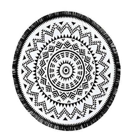 Tongshi Runde Hippie Wandteppich Strand Werfen Roundie Mandala Handtuch Yoga Matte böhmischen Norwegens (schwarz)