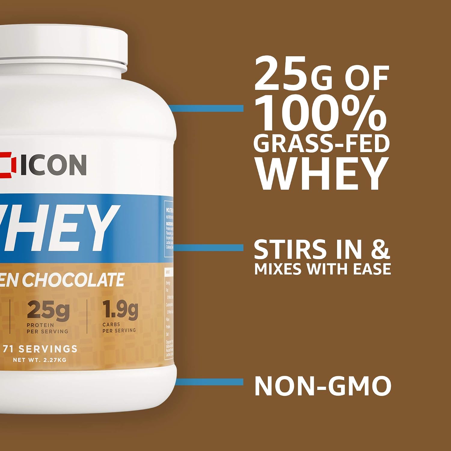 ICON Nutrition Whey Protein Powder, Molten Chocolate, High Protein, Grass Fed, Low Carbs & Fat, Complete Amino Acid Profile - Image 4
