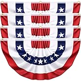 3 x 6 Feet 4 Pack American USA Pleated Half Fan Bunting Flags Outdoor Bunting Flags Patriotic Half Fan Banner Flag for Party Memorial Day Fourth of July Independence Day 4th of July Decorations