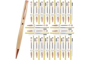 Barn Ridge Woodcraft 20 Pack Slimline Pen Kit – 7mm Wood Turning Twist Pen Kits with Refills, Brass Hardware & 5 Finishes for DIY Lathe Turning, Gifts for Teachers, Students & Woodworkers (Rose Gold)