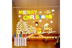 LED Drawing Board for Kids, 2026 New LED Note Board with Colors Doodle Glow Board, Up Drawing Board with 7 Markers Pen & Trip