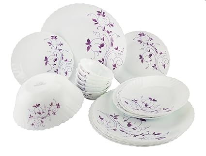 LaOpala Diva Dazzle Dinner Set, 19-Pieces, White and Purple