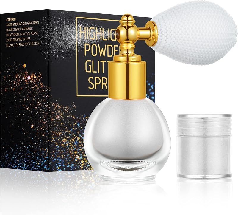 AOOWU Glitter Powder Spray Shiny Body Highlighter Pearlescent Silver 1.0