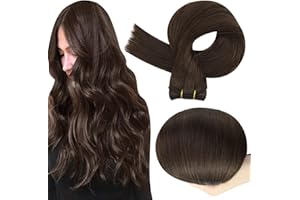 Full Shine Straight Remy Hair Weft Extensions Sew In Weft Hair Extensions Full Head Double Weft Hair Color 2 Darkest Brown Hair Bundles 105 Grams 18 Inch Sew In Extensions Soft