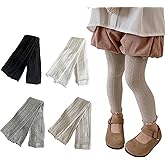 Meeshine 4 Pack Baby Girls Footless Tights Toddler Cable Knit Ankle Bow Leggings Cotton Solid Pantyhose Stocking 1-6T Kids