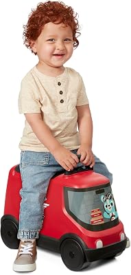 Ride & Deliver Truck, giocattolo rosso da cavalcare per bambini dai 2 anni in su