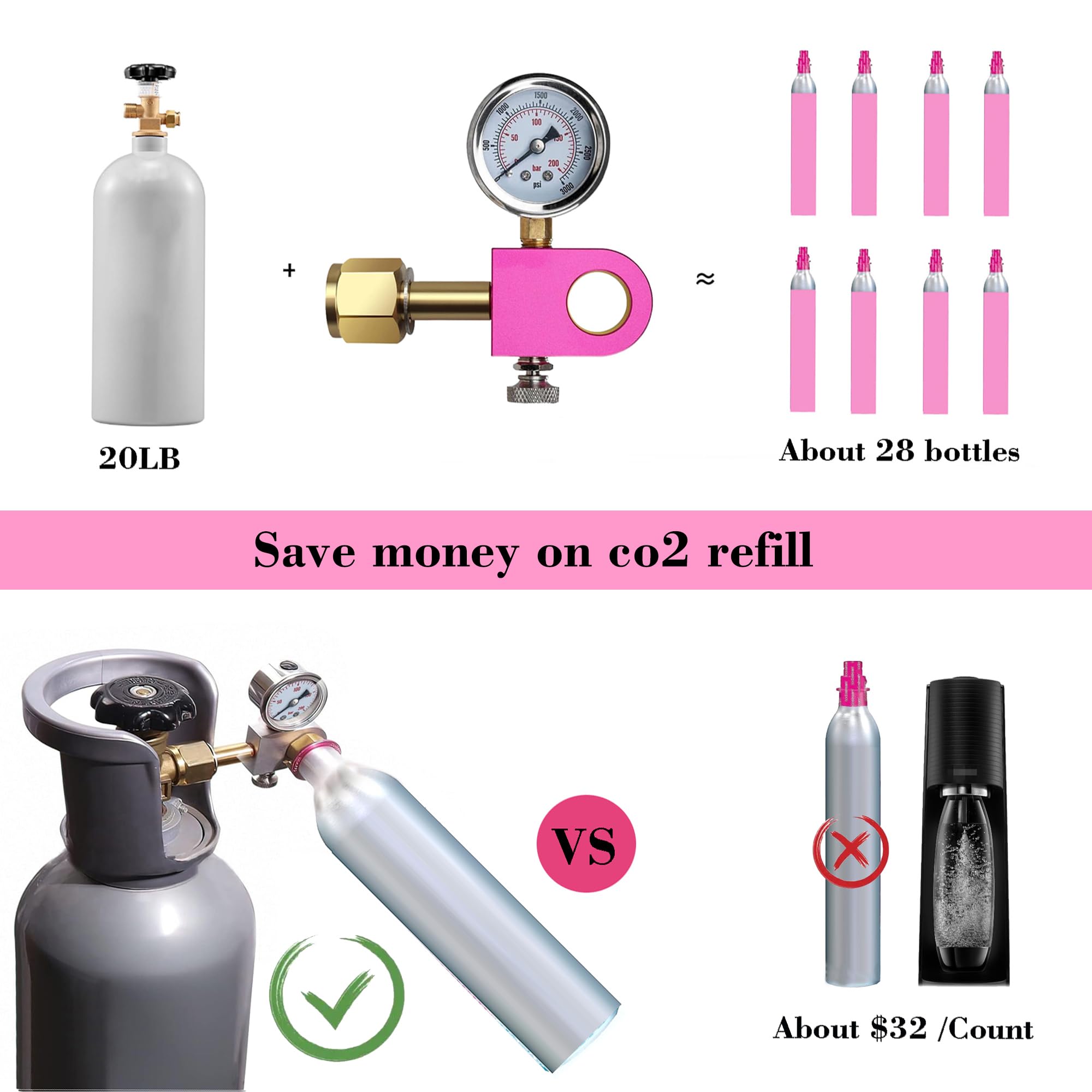 CGA320 New version CO2 refill Adapter,Soda Carbonator Refill Adapter-quick adapter Compatible with DUO Terra Art soda Cylinder