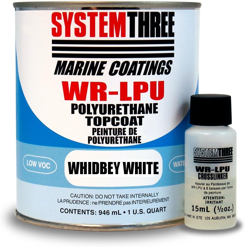 System Three 1811K16 Whidbey White WR-LPU Urethane Paint Coating, 1 Quart Can