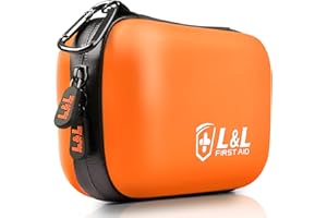 L&L FIRST AID 120-Piece First Aid Kit for Travel,Car & Emergency Survival - Compact Waterproof Medical Supplies with Trauma Bandages,Burn Gel & Fever Cooling Patch | Portable for Camping,Hiking,Sports(Orange)