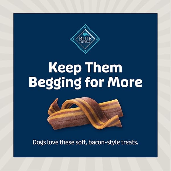 BLUE BUFFALO SIZZLERS NATURAL SOFT DOG TREATS, BACON-STYLE SOFT-MOIST DOG TREATS WITH REAL USA PORK, ORIGINAL FLAVOR, 6-OZ BAG