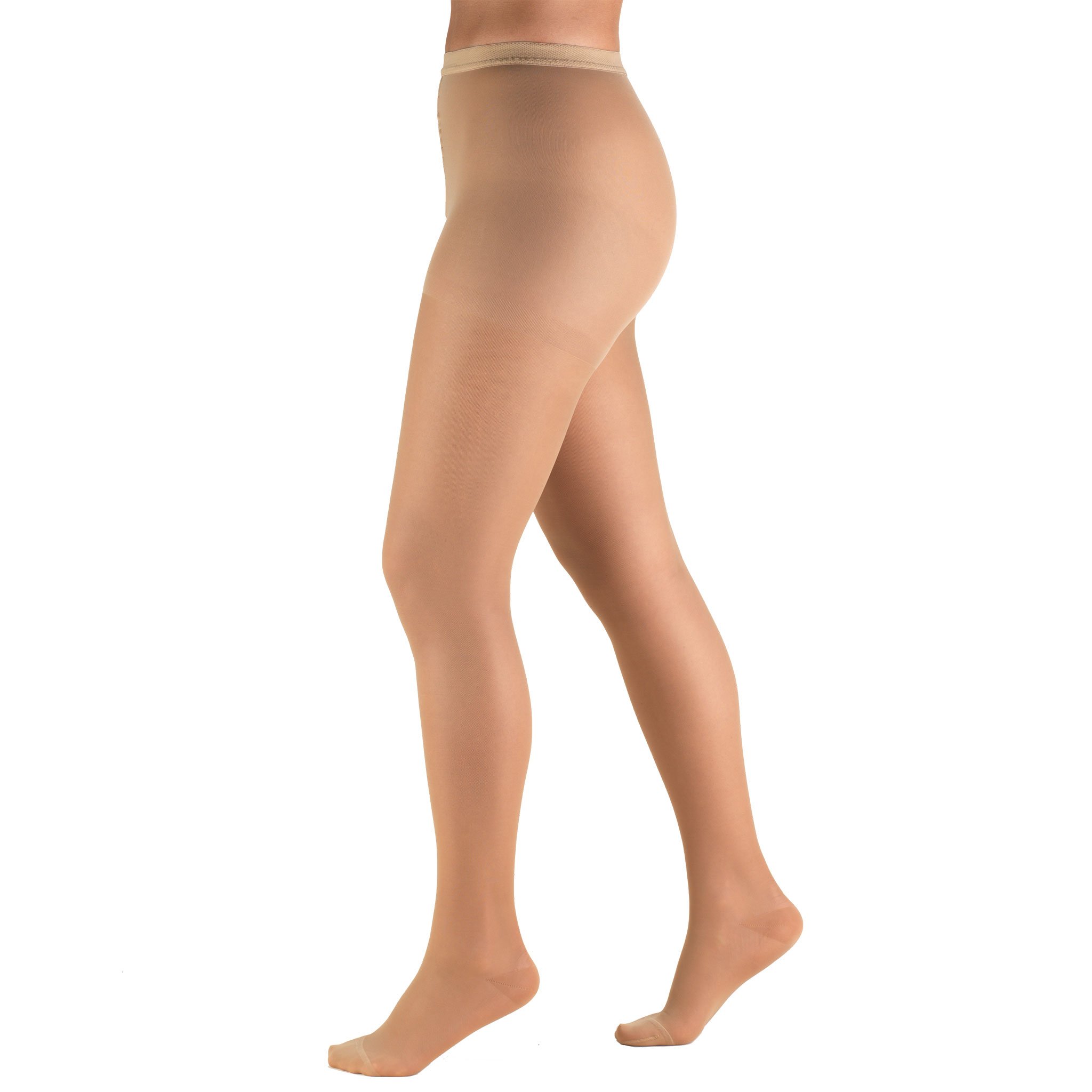Photo 1 of Truform 15-20 mmHg Compression Pantyhose, Sheer 20 Denier Women's Shaping Tights, Beige, X-Tall