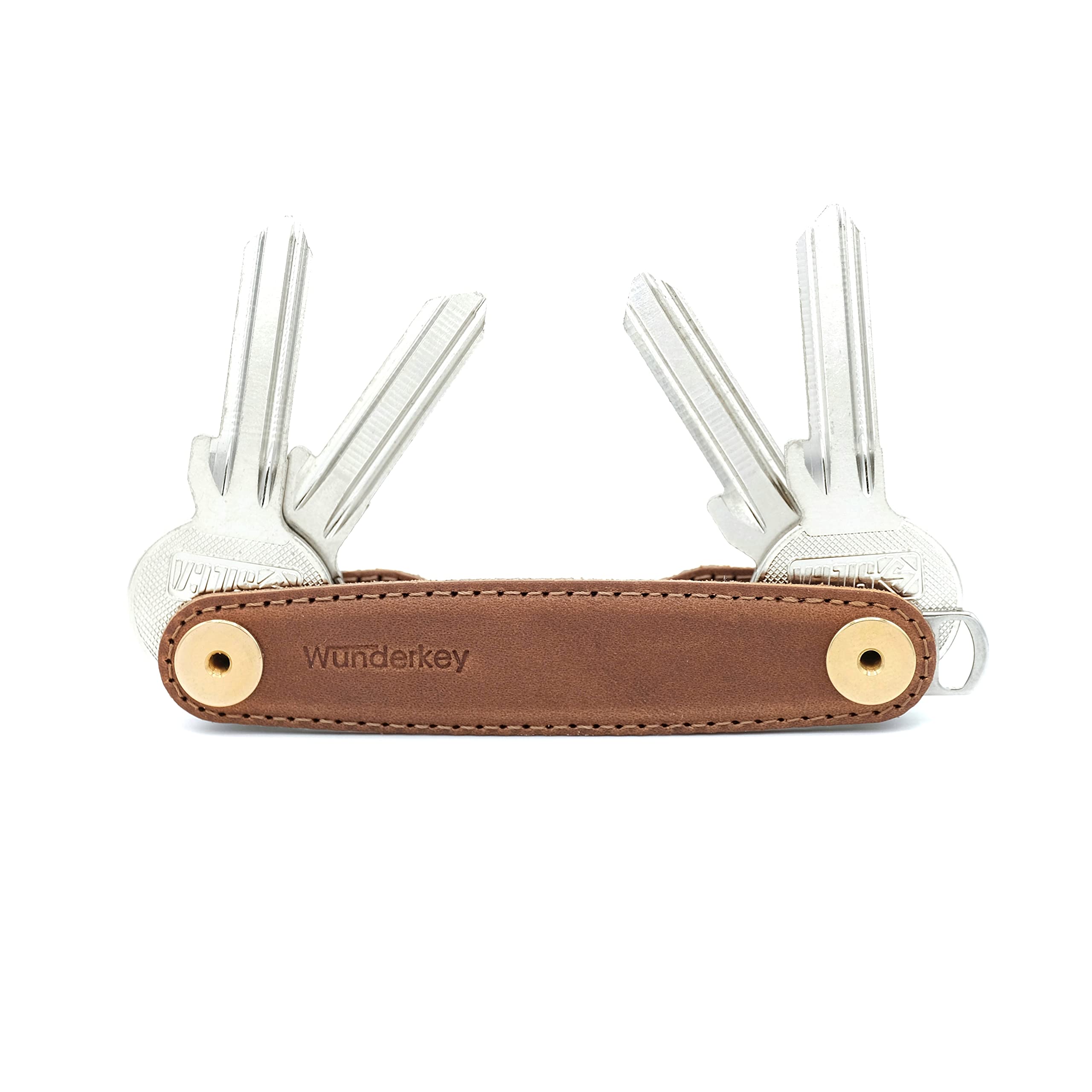 Wunderkey W-WK-LHG2-8 Havanna Leather Key Tidy with Gold Coloured Hardware