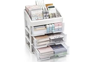 ZHAIXIAONIAN Desk Organizer with Drawers, 3 Drawer Desktop Plastic Storage, Clear Desktop Storage Drawers for Office Supplies, Make up Organizers