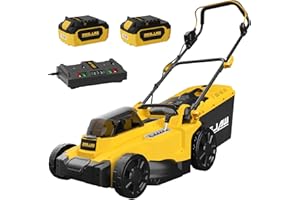 ZEGJAW Electric Lawn Mower Cordless,15-Inch Lawn Mower with 2pcs 4.0Ah Batteries and Charger, 2-in-1 Electric Mower with 6-Position Height Adjustment & Foldable Handle