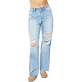 Judy Blue Women's High Waist Rigid Magic 90's Destroy Straight Leg Jeans