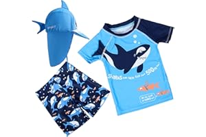 SGMWVB Baby and Toddler Boys' 3-Piece Swimsuit Set Bathing Suit with Hat