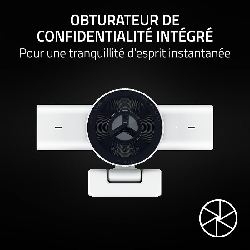 Kiyo V2 X - Webcam Full HD 1080p, 60 FPS pour Les créateurs - Autofocus Rapide - Objectif Grand Angle - Micro intégré - Compatible avec Open Broadcaster Software et Xsplit | Blanc