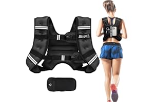 BAGAIL Weighted Vest, 5lbs/8lbs/10lbs/12lbs/15lbs/20lbs/25lbs/30lbs Weight Vest with Detachable Phone Pouch, Rucking Vest for Women, Men, Walking, Weight Loss, Training, Running