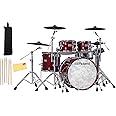 Roland VAD706-GC V-Drums Acoustic Design Electronic Drum Set Bundle with Drumstick Bag, 3 Pairs of Drumsticks, and Austin Bazaar Polishing Cloth - Gloss Cherry