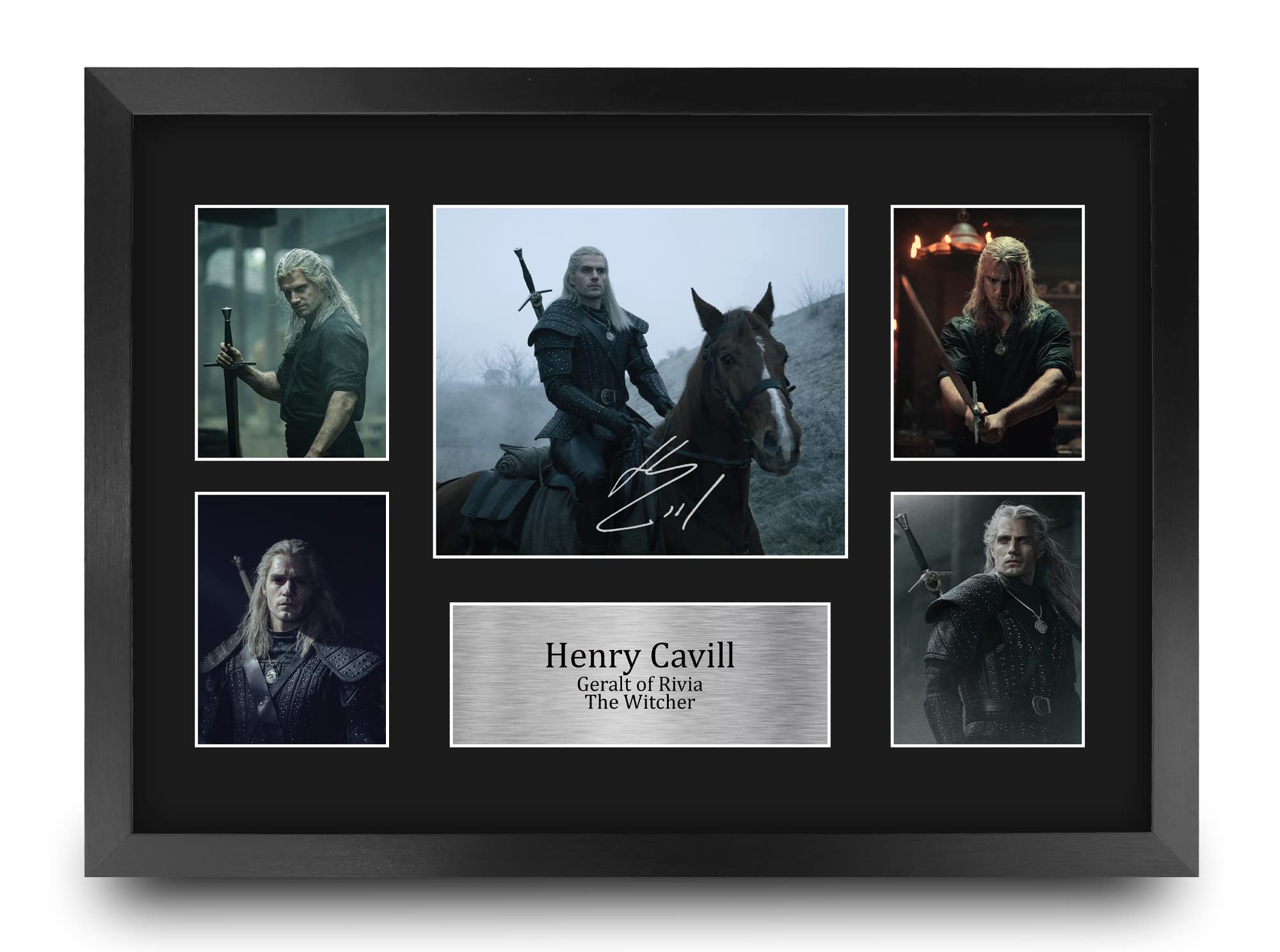HWC Trading FR A3 Henry Cavill The Witcher Gifts Printed Signed Autograph Presentation Photo Montage Display for TV Show Fans - A3 Framed