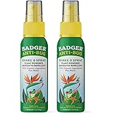 Badger Bug Spray Travel Size, Family Friendly All Natural Mosquito Repellent w/Organic Essential Oils, Smells Great, 3 Hours 