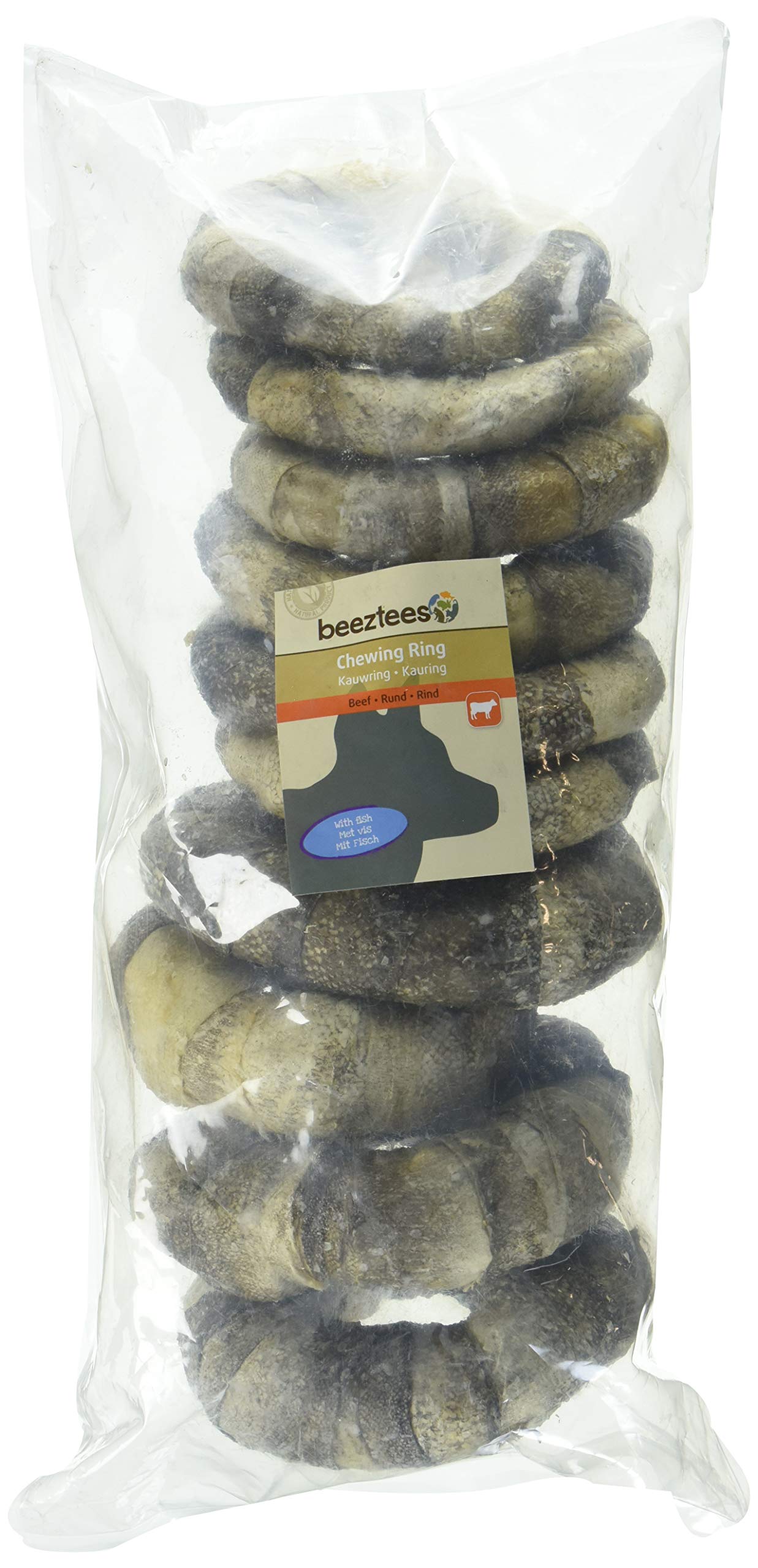 Beeztees K&Bz Snack Dog Leather Ring with Fish, 10 x 12.5 cm Pack of 100 g