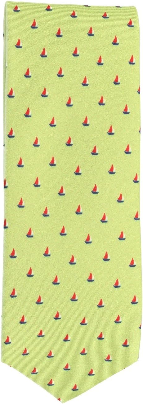 Silk Ties Tie Light Green Sailboats 8 cm