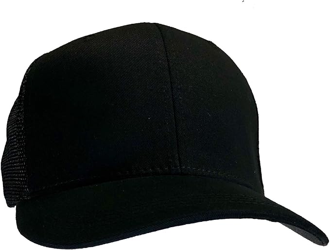 blank black trucker hat