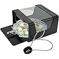 Pochar Steel Locking Tip Box - Heavy Duty Secure Tip Jar with Combination Cable Lock - Use for Collecting Donation, Suggestion, Business Card, Tip, and more, Black