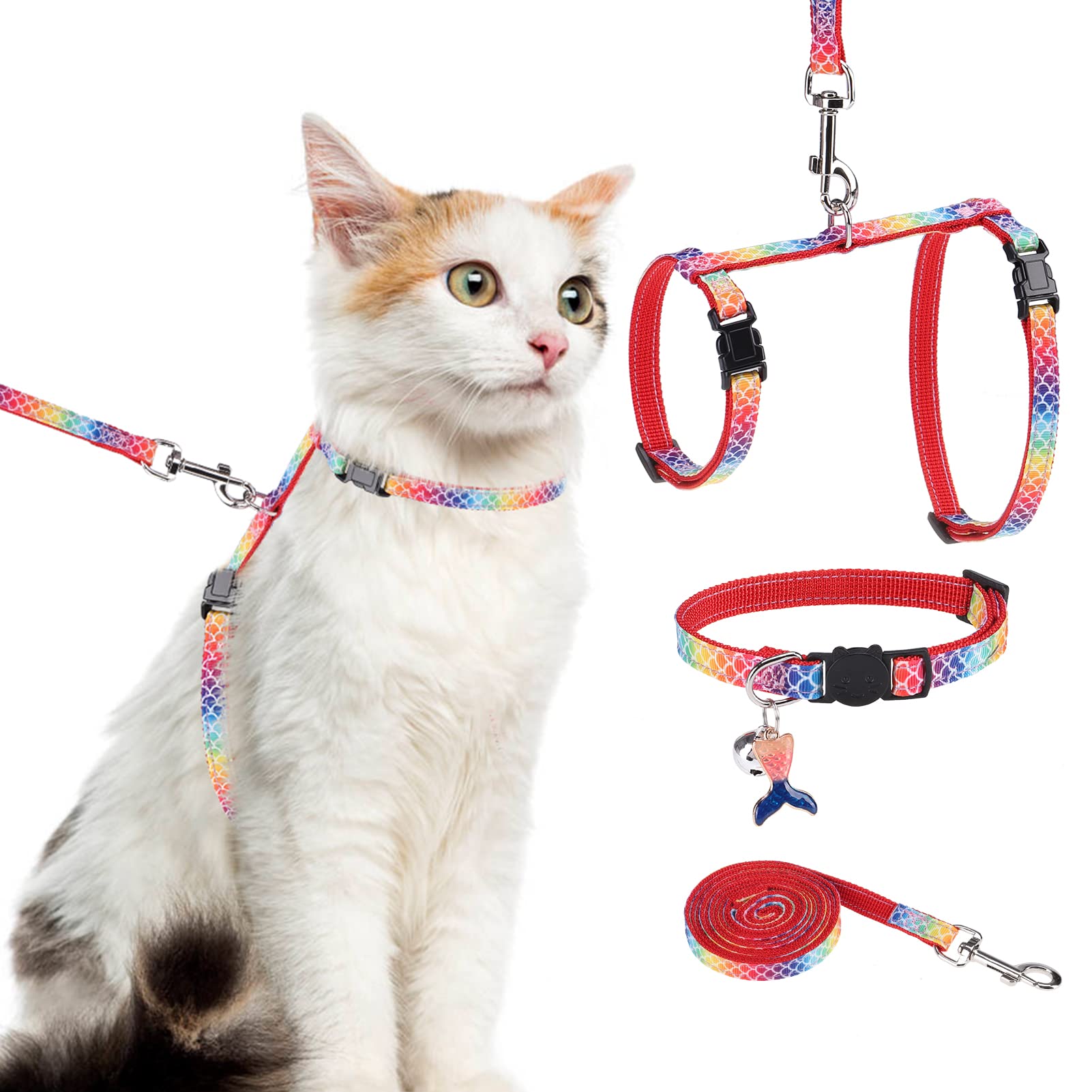 PAWCHIE Cat Harness with Leash and Collar Set - Escape Proof Adjustable Cat Harness Glow in The Dark for Kitty Outdoor Walking — image 1