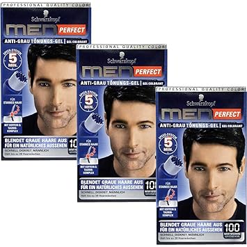 3x Schwarzkopf Men Perfect Natural Jet Black Anti Grey Tonungs