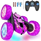 Hamdol Remote Control Car for Kids, Stunt RC Cars with Cool Wheel Lights, Double-Sided Driving, 360-degree Rotation Boys & Girls Toys for Ages 6 7 8 9 10-12 Kids, Valentines, Birthday Idea