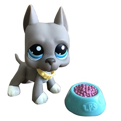Toy Rare LPS Great Dane 184 Grey Dog Blue Eyes Puppy with Accessories Collection Toys Figure Rare Girls Gift